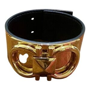 Salvatore Ferragamo Double Gancio Leather Cuff Bracelet